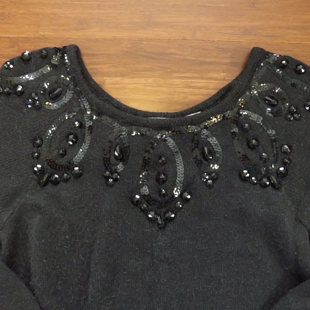 Oversized Black 1980s Beaded Sweater Medium 42 Bust